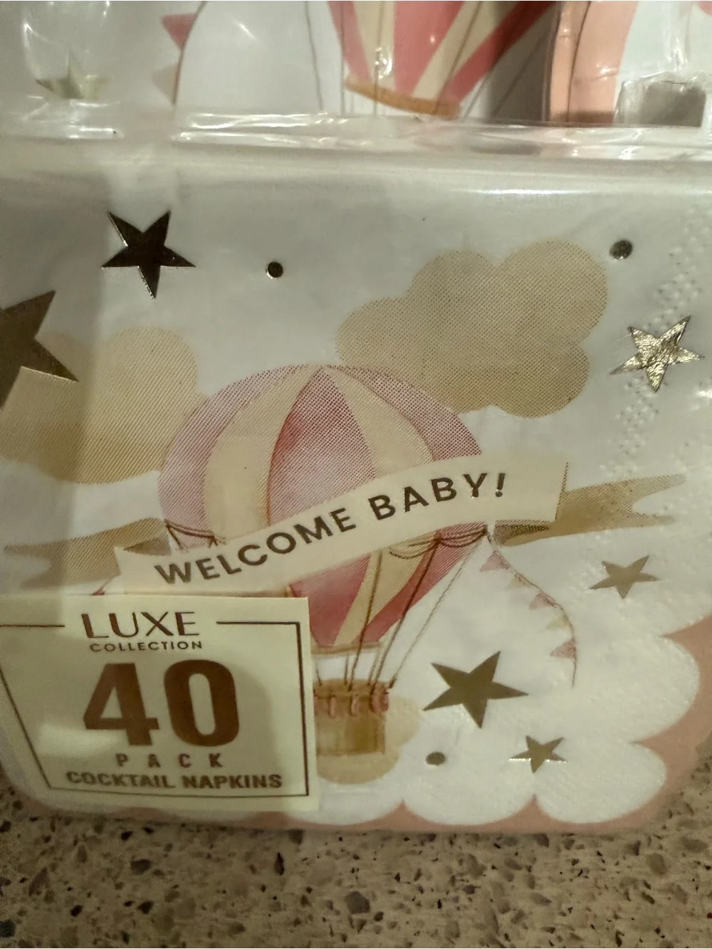 Luxe Pink & Gold Hot Air Balloon Party Plates and Napkins.   40 PLATES 80NAPKINS